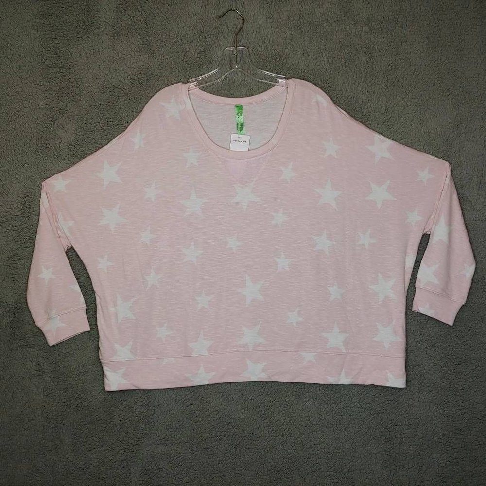 Honeydew Womens Star‎ Seeker Sleepshirt Pajama Top Pink White Stretch L New
